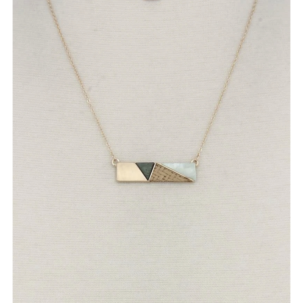 16 Gold Tone BarTriangle Necklace